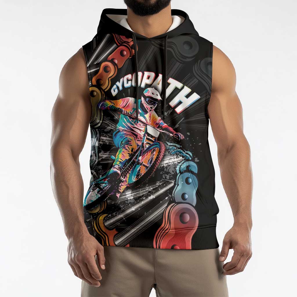 Cycopath Funny Cycling Sleeveless Hoodie Cycling lovers - Wonder Print Shop