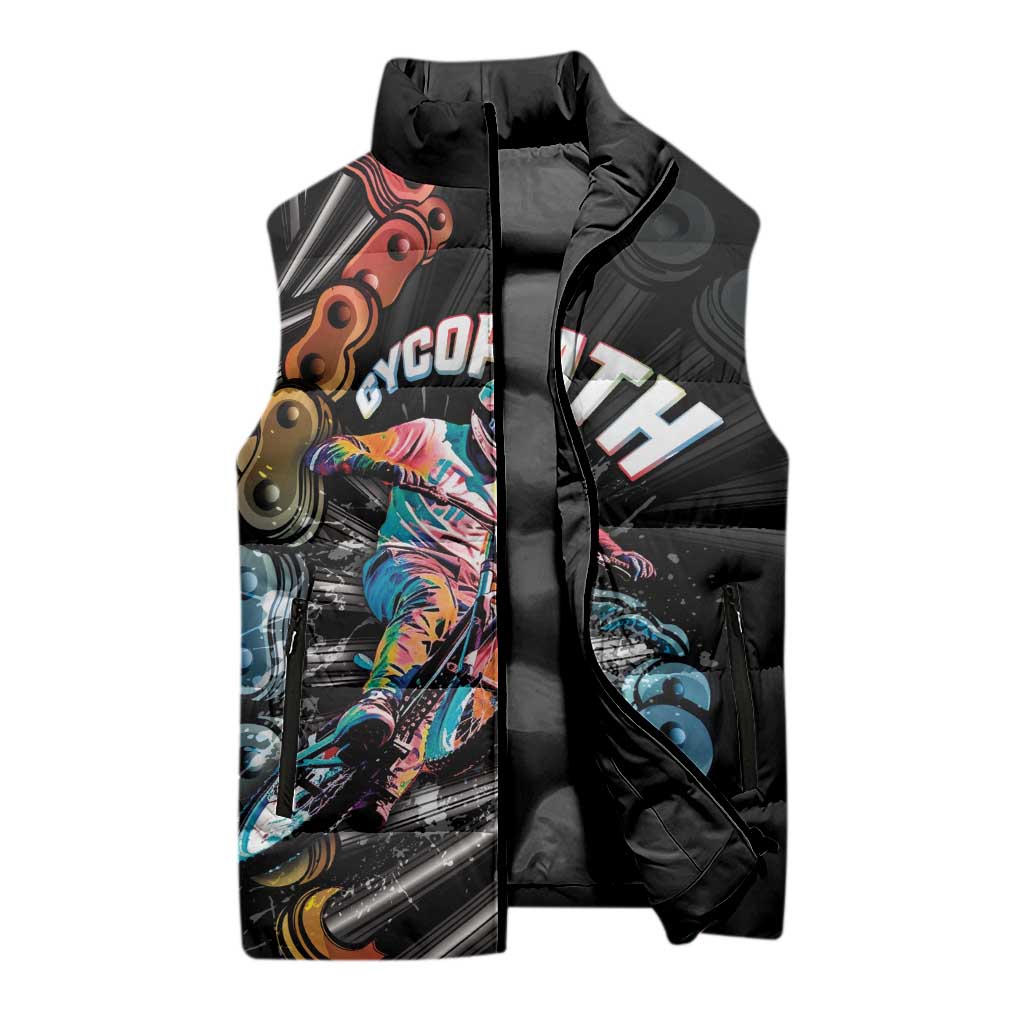 Cycopath Funny Cycling Sleeveless Puffer Jacket Cycling lovers - Wonder Print Shop