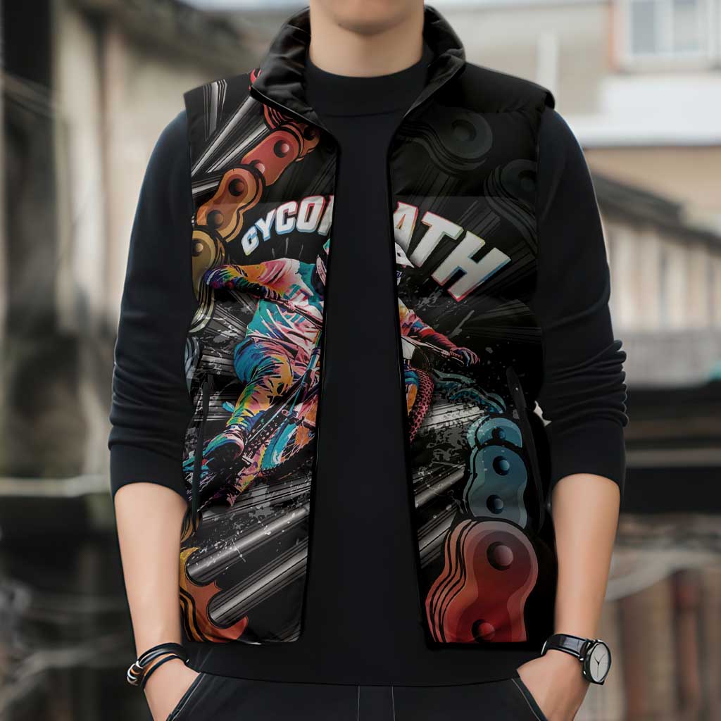 Cycopath Funny Cycling Sleeveless Puffer Jacket Cycling lovers - Wonder Print Shop