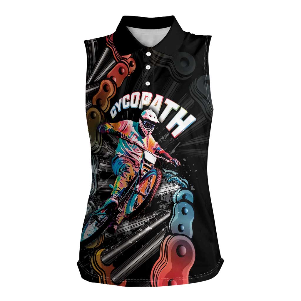 Cycopath Funny Cycling Women Sleeveless Polo Shirt Cycling lovers - Wonder Print Shop