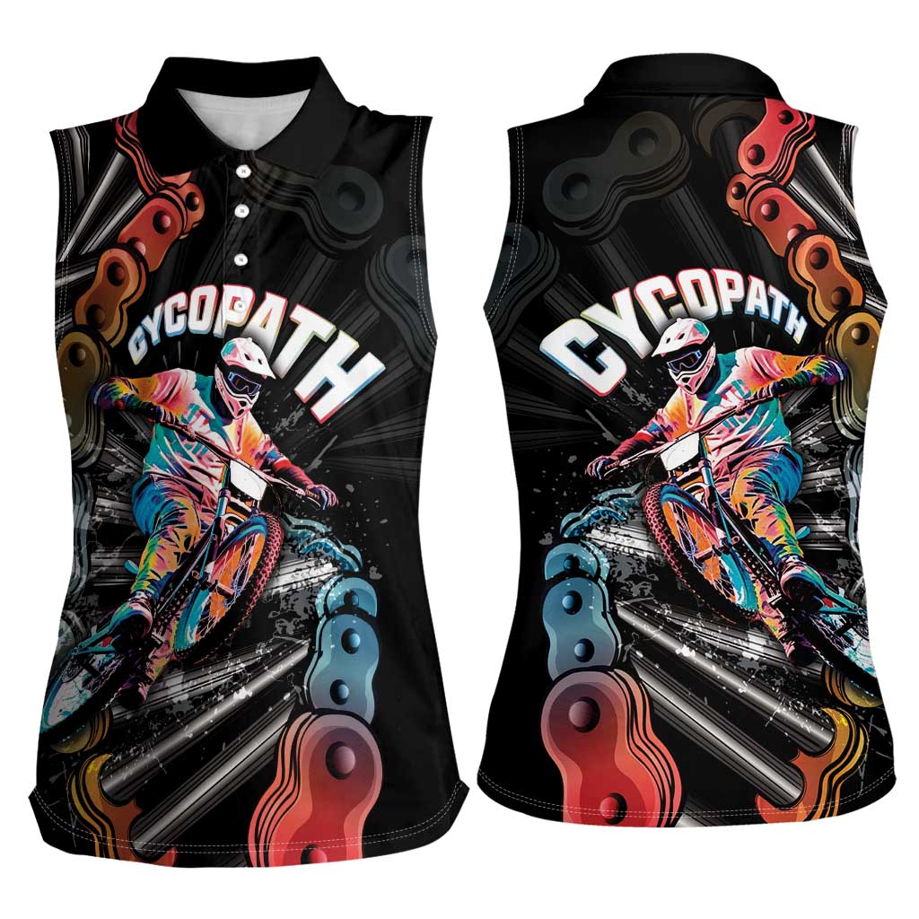 Cycopath Funny Cycling Women Sleeveless Polo Shirt Cycling lovers - Wonder Print Shop
