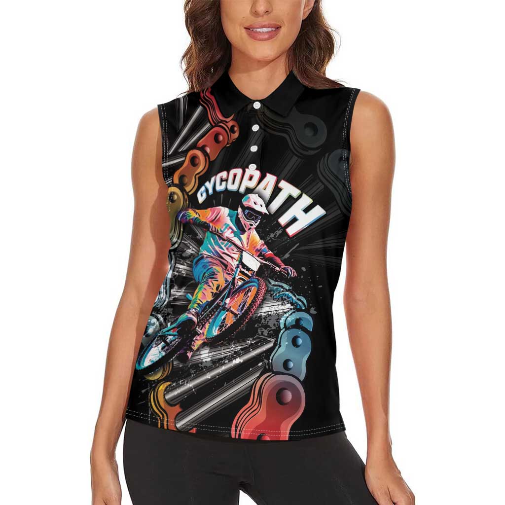 Cycopath Funny Cycling Women Sleeveless Polo Shirt Cycling lovers - Wonder Print Shop