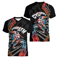 Cycopath Funny Cycling Women V-Neck T-Shirt Cycling lovers - Wonder Print Shop