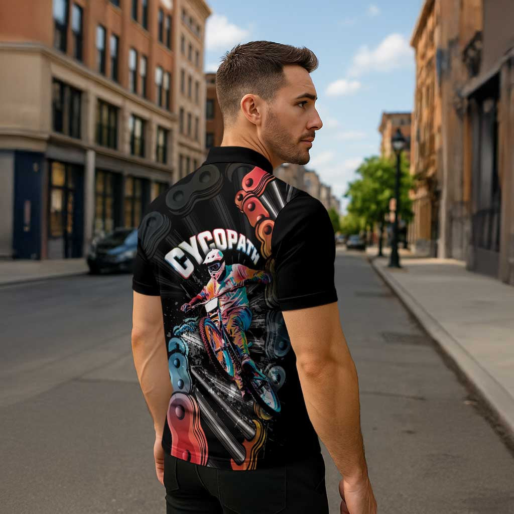 Cycopath Funny Cycling Zipper Polo Shirt Cycling lovers - Wonder Print Shop