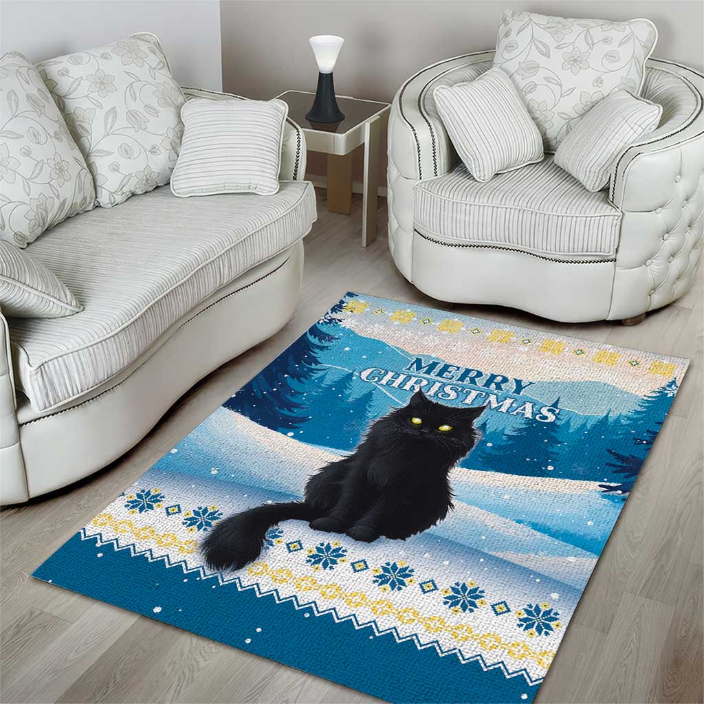 Merry Christmas Yule Cat Area Rug Icelandic Folklore Jolakotturinn LT05 - Wonder Print Shop