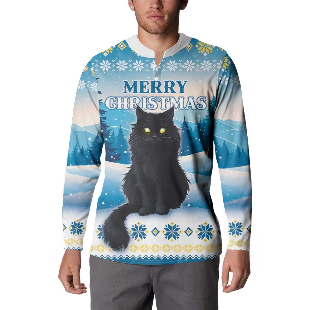 Merry Christmas Yule Cat Button Sweatshirt Icelandic Folklore Jolakotturinn LT05 - Wonder Print Shop