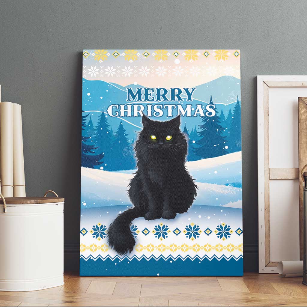 Merry Christmas Yule Cat Canvas Wall Art Icelandic Folklore Jolakotturinn LT05 - Wonder Print Shop