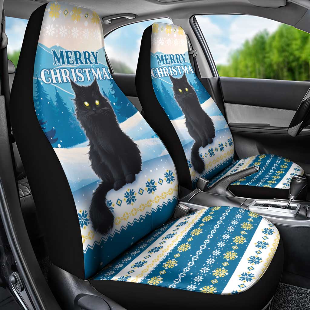 Merry Christmas Yule Cat Car Seat Cover Icelandic Folklore Jolakotturinn LT05 - Wonder Print Shop