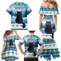 Merry Christmas Yule Cat Family Matching Mermaid Dress and Hawaiian Shirt Icelandic Folklore Jolakotturinn LT05 - Wonder Print Shop