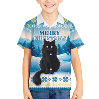 Merry Christmas Yule Cat Family Matching Off Shoulder Maxi Dress and Hawaiian Shirt Icelandic Folklore Jolakotturinn LT05 - Wonder Print Shop