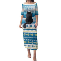 Merry Christmas Yule Cat Family Matching Puletasi and Hawaiian Shirt Icelandic Folklore Jolakotturinn LT05 - Wonder Print Shop