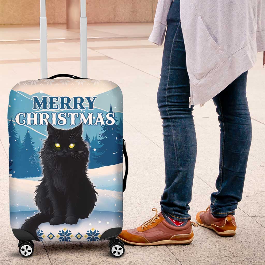 Merry Christmas Yule Cat Luggage Cover Icelandic Folklore Jolakotturinn LT05 - Wonder Print Shop
