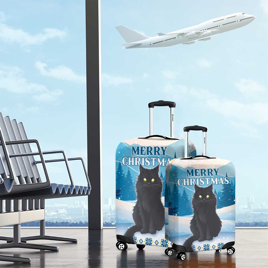 Merry Christmas Yule Cat Luggage Cover Icelandic Folklore Jolakotturinn LT05 - Wonder Print Shop