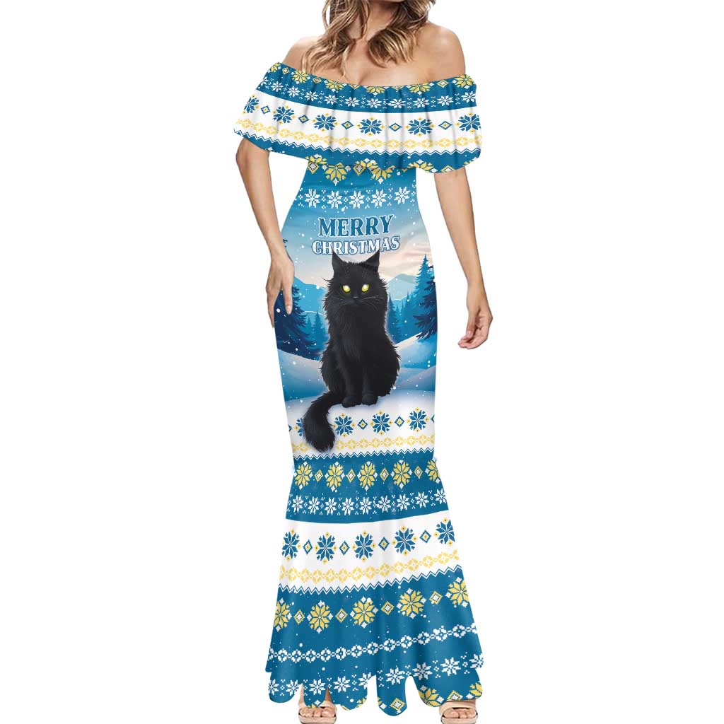 Merry Christmas Yule Cat Mermaid Dress Icelandic Folklore Jolakotturinn LT05 - Wonder Print Shop