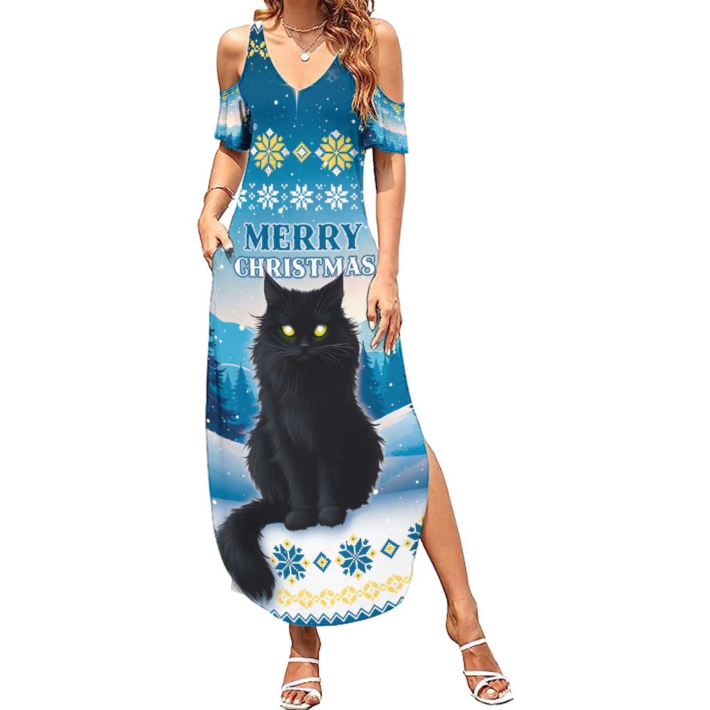 Merry Christmas Yule Cat Summer Maxi Dress Icelandic Folklore Jolakotturinn LT05 - Wonder Print Shop