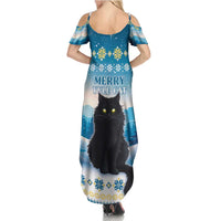 Merry Christmas Yule Cat Summer Maxi Dress Icelandic Folklore Jolakotturinn LT05 - Wonder Print Shop