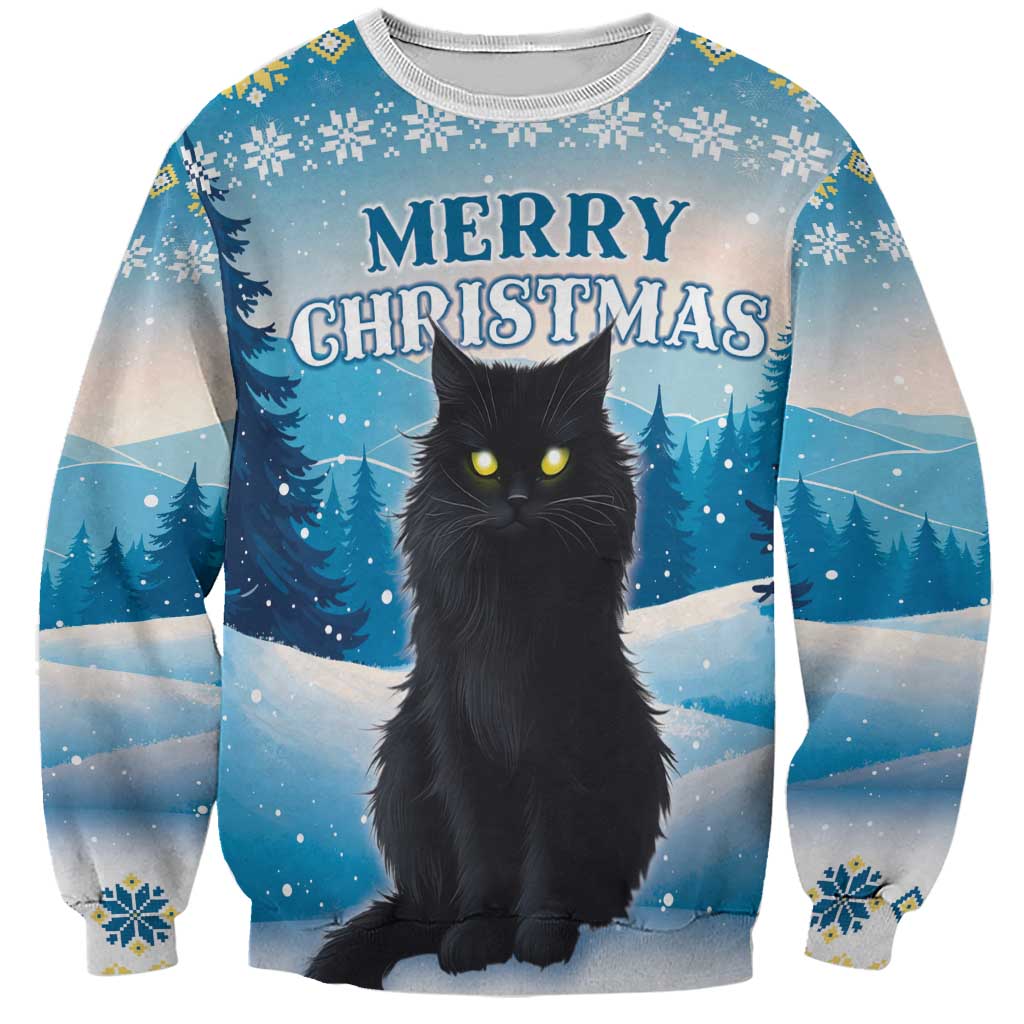 Merry Christmas Yule Cat Sweatshirt Icelandic Folklore Jolakotturinn LT05 - Wonder Print Shop