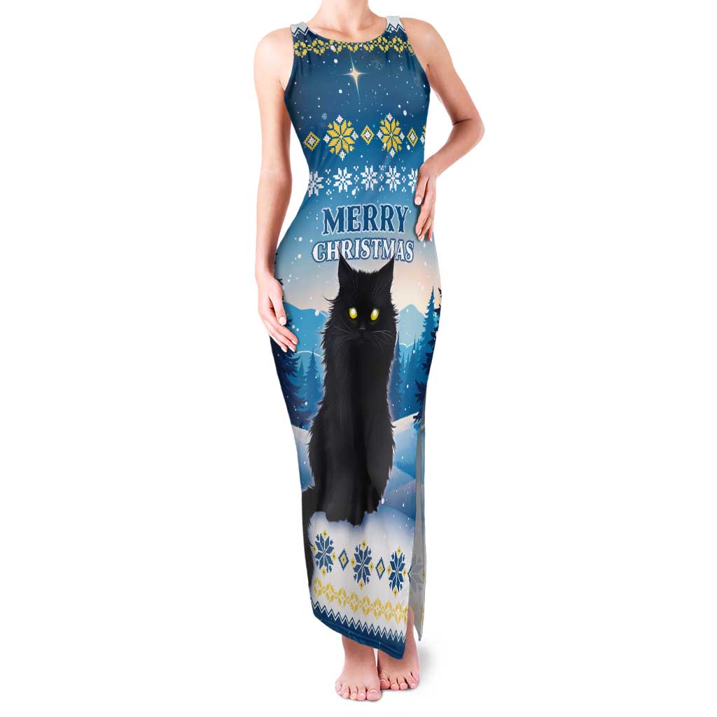Merry Christmas Yule Cat Tank Maxi Dress Icelandic Folklore Jolakotturinn LT05 - Wonder Print Shop