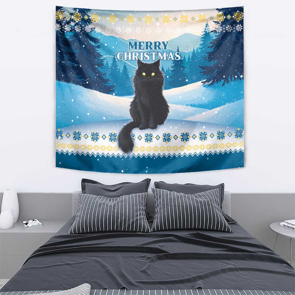 Merry Christmas Yule Cat Tapestry Icelandic Folklore Jolakotturinn LT05 - Wonder Print Shop