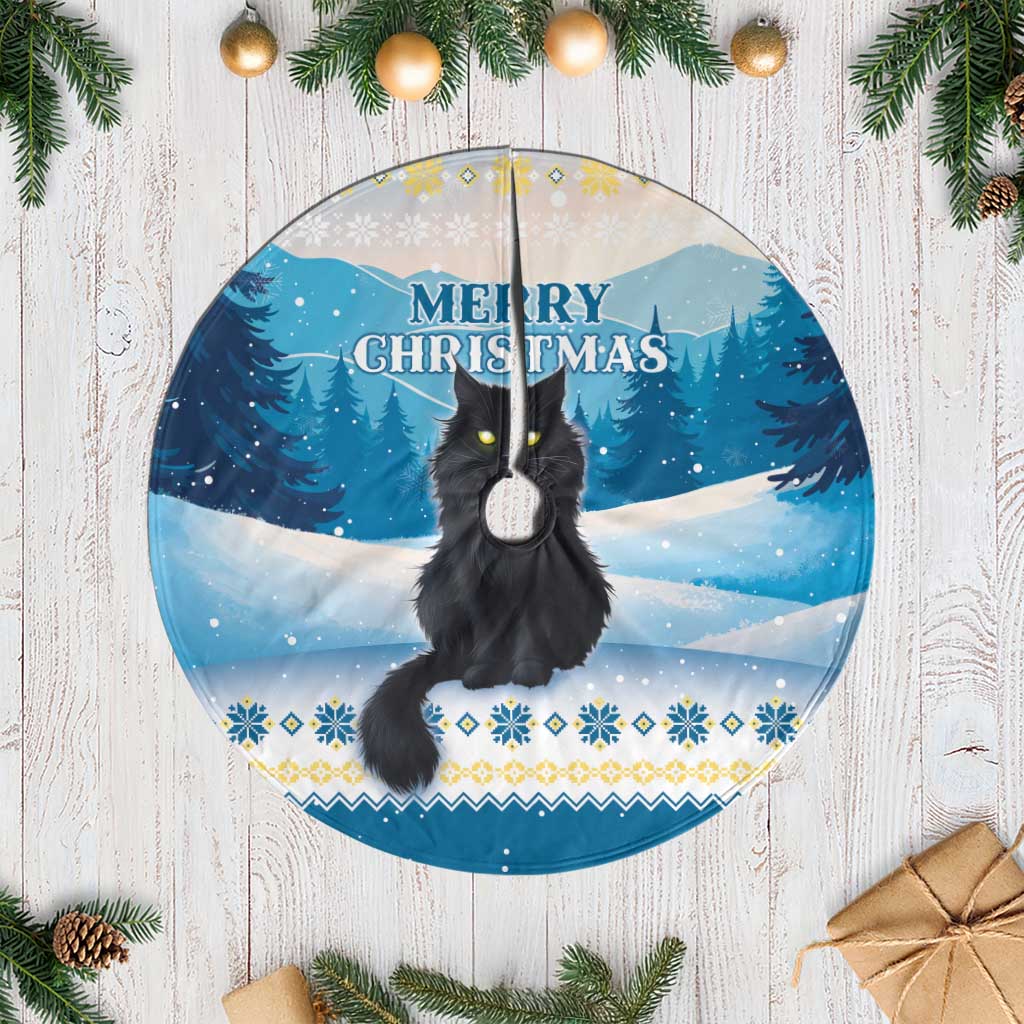 Merry Yule Cat Christmas Tree Skirt Icelandic Folklore Jolakotturinn LT05 - Wonder Print Shop