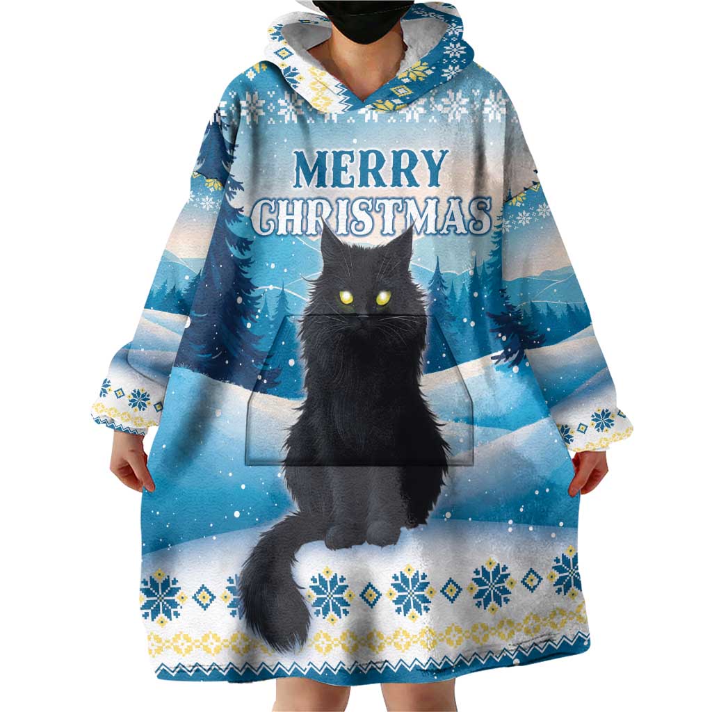 Merry Christmas Yule Cat Wearable Blanket Hoodie Icelandic Folklore Jolakotturinn LT05 - Wonder Print Shop