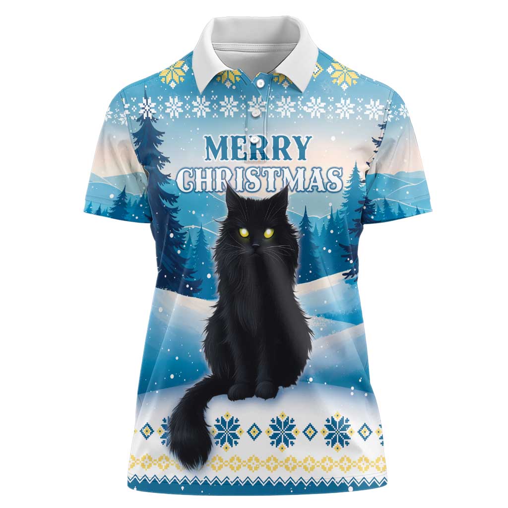 Merry Christmas Yule Cat Women Polo Shirt Icelandic Folklore Jolakotturinn LT05 - Wonder Print Shop