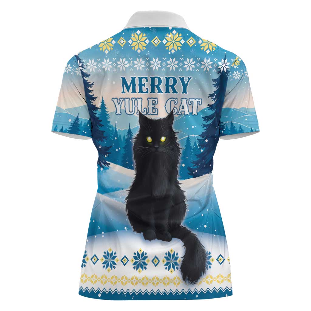 Merry Christmas Yule Cat Women Polo Shirt Icelandic Folklore Jolakotturinn LT05 - Wonder Print Shop
