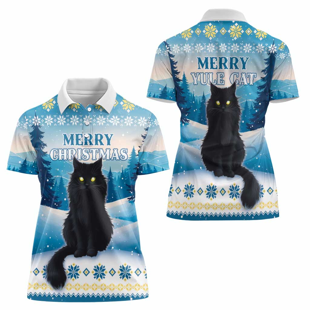Merry Christmas Yule Cat Women Polo Shirt Icelandic Folklore Jolakotturinn LT05 - Wonder Print Shop