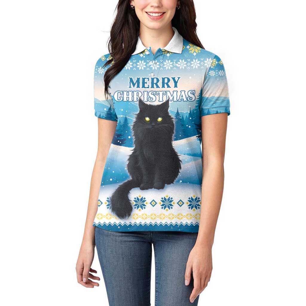 Merry Christmas Yule Cat Women Polo Shirt Icelandic Folklore Jolakotturinn LT05 - Wonder Print Shop