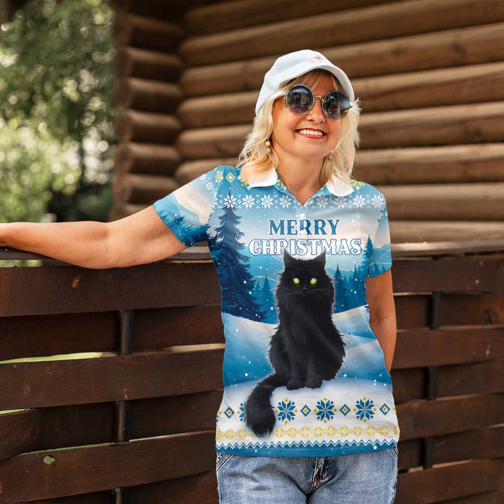 Merry Christmas Yule Cat Women Polo Shirt Icelandic Folklore Jolakotturinn LT05 - Wonder Print Shop