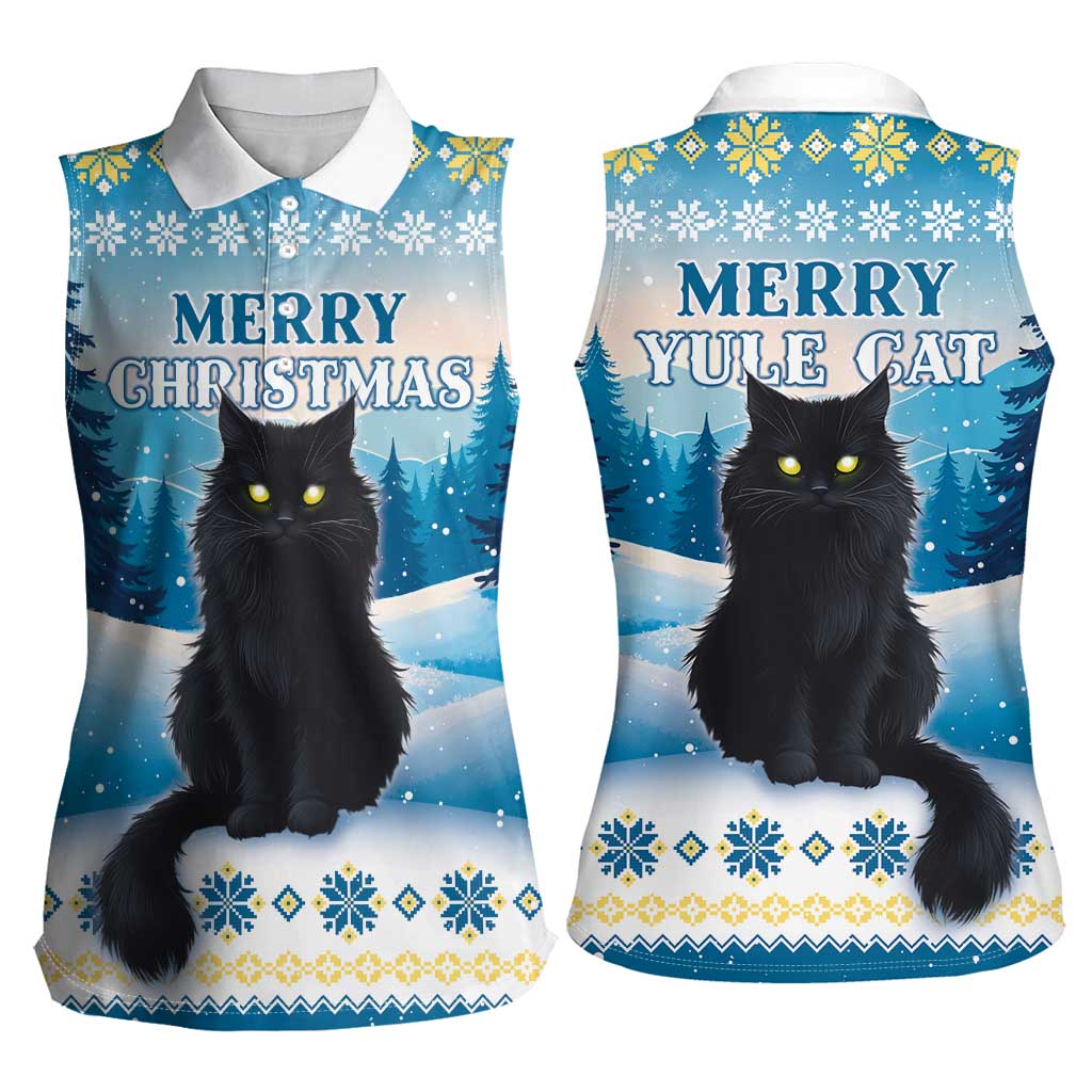 Merry Christmas Yule Cat Women Sleeveless Polo Shirt Icelandic Folklore Jolakotturinn LT05 - Wonder Print Shop