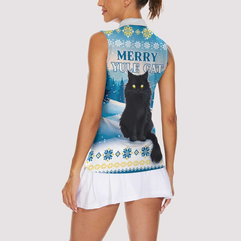 Merry Christmas Yule Cat Women Sleeveless Polo Shirt Icelandic Folklore Jolakotturinn LT05 - Wonder Print Shop