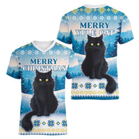 Merry Christmas Yule Cat Women V-Neck T-Shirt Icelandic Folklore Jolakotturinn LT05 - Wonder Print Shop