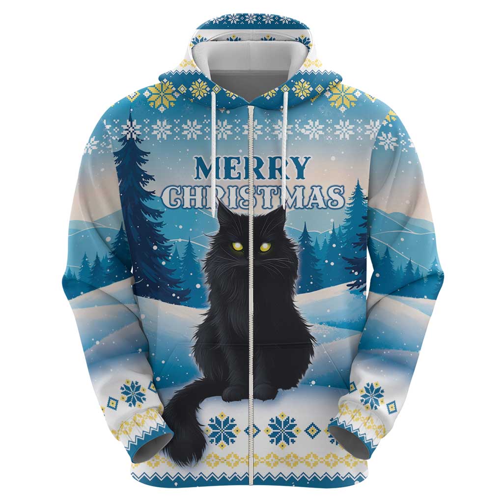 Merry Christmas Yule Cat Zip Hoodie Icelandic Folklore Jolakotturinn LT05 - Wonder Print Shop