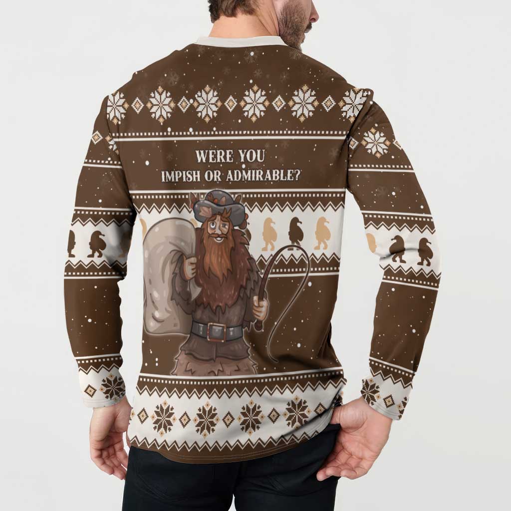 Funny Christmas Belsnickel Button Sweatshirt Impish Or Admirable LT05 - Wonder Print Shop