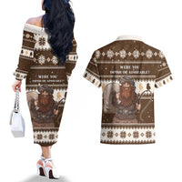 Funny Christmas Belsnickel Couples Matching Off The Shoulder Long Sleeve Dress and Hawaiian Shirt Impish Or Admirable LT05 - Wonder Print Shop