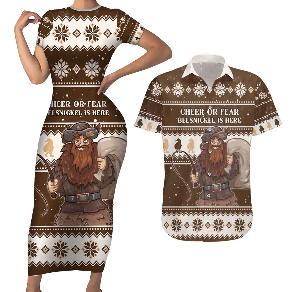 Funny Christmas Belsnickel Couples Matching Short Sleeve Bodycon Dress and Hawaiian Shirt Impish Or Admirable LT05 - Wonder Print Shop