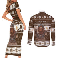 Funny Christmas Belsnickel Couples Matching Short Sleeve Bodycon Dress and Long Sleeve Button Shirt Impish Or Admirable LT05 - Wonder Print Shop