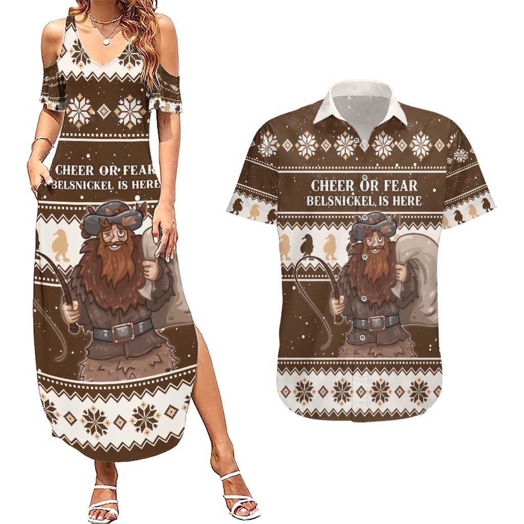 Funny Christmas Belsnickel Couples Matching Summer Maxi Dress and Hawaiian Shirt Impish Or Admirable LT05 - Wonder Print Shop