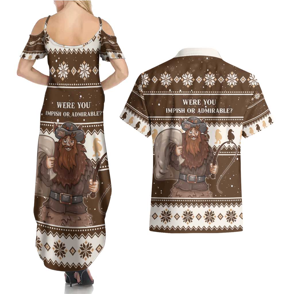 Funny Christmas Belsnickel Couples Matching Summer Maxi Dress and Hawaiian Shirt Impish Or Admirable LT05 - Wonder Print Shop