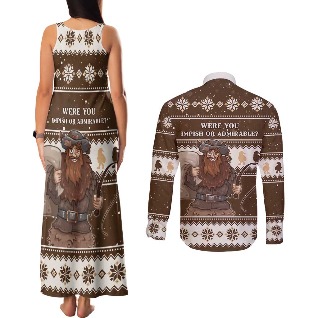 Funny Christmas Belsnickel Couples Matching Tank Maxi Dress and Long Sleeve Button Shirt Impish Or Admirable LT05 - Wonder Print Shop