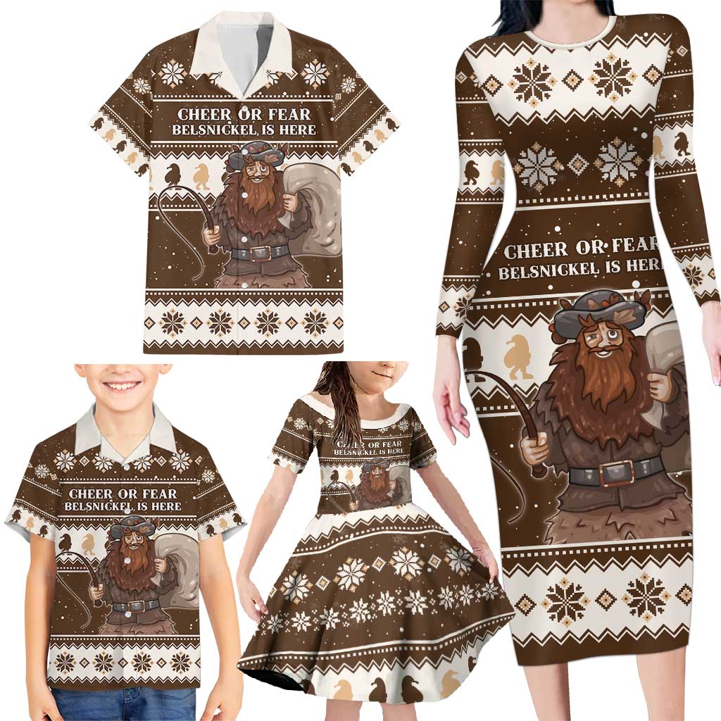 Funny Christmas Belsnickel Family Matching Long Sleeve Bodycon Dress and Hawaiian Shirt Impish Or Admirable LT05 - Wonder Print Shop