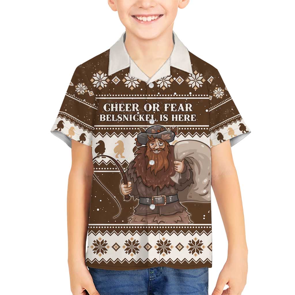 Funny Christmas Belsnickel Family Matching Long Sleeve Bodycon Dress and Hawaiian Shirt Impish Or Admirable LT05 - Wonder Print Shop