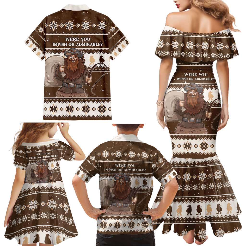 Funny Christmas Belsnickel Family Matching Mermaid Dress and Hawaiian Shirt Impish Or Admirable LT05 - Wonder Print Shop