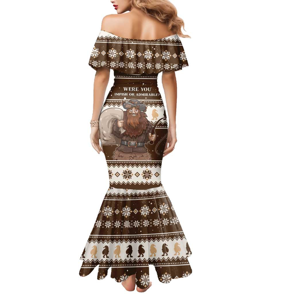 Funny Christmas Belsnickel Family Matching Mermaid Dress and Hawaiian Shirt Impish Or Admirable LT05 - Wonder Print Shop