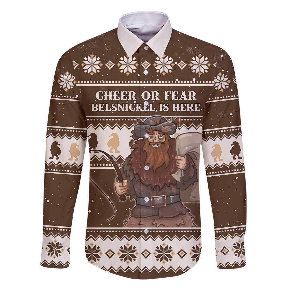 Funny Christmas Belsnickel Family Matching Off The Shoulder Long Sleeve Dress and Hawaiian Shirt Impish Or Admirable LT05 - Wonder Print Shop