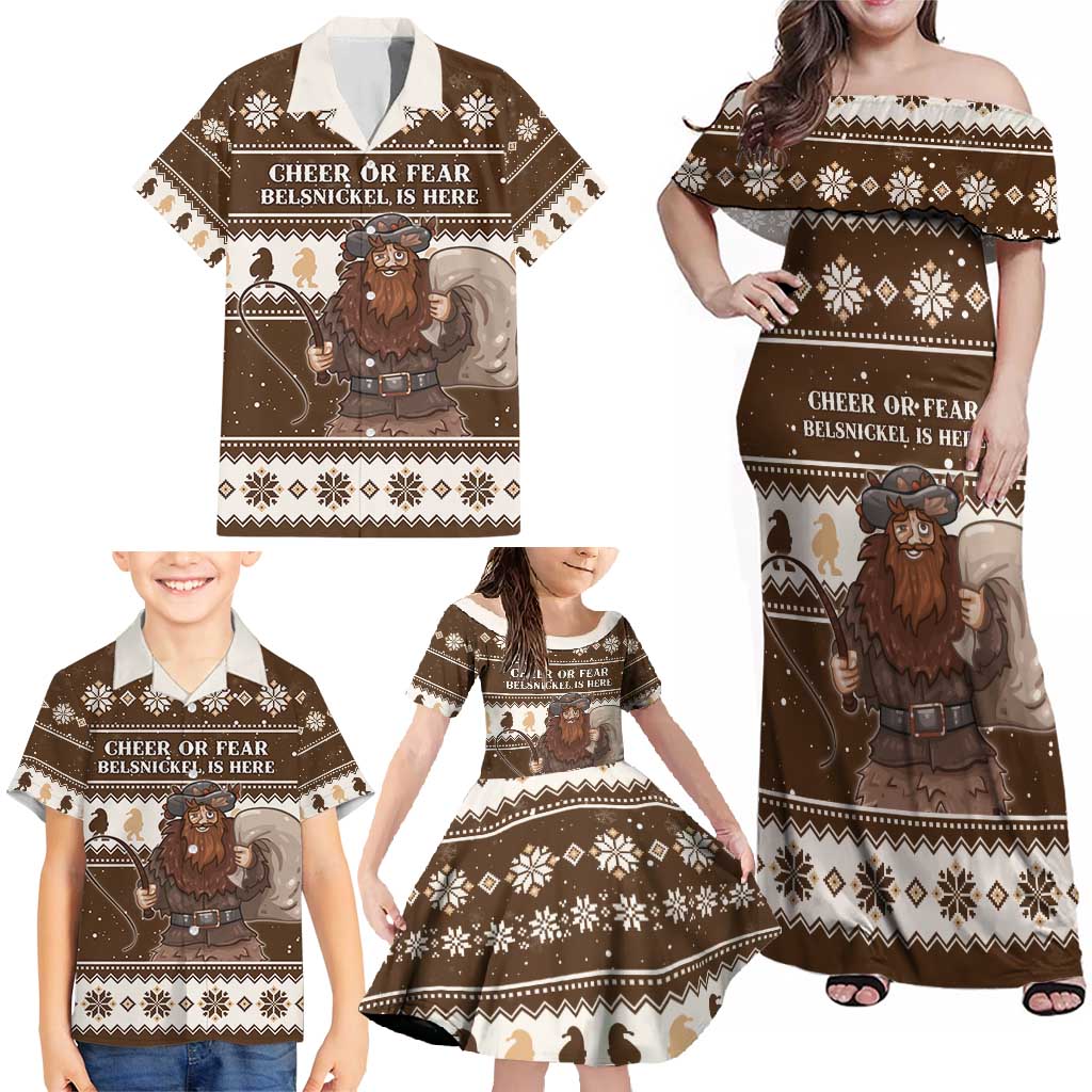 Funny Christmas Belsnickel Family Matching Off Shoulder Maxi Dress and Hawaiian Shirt Impish Or Admirable LT05 - Wonder Print Shop