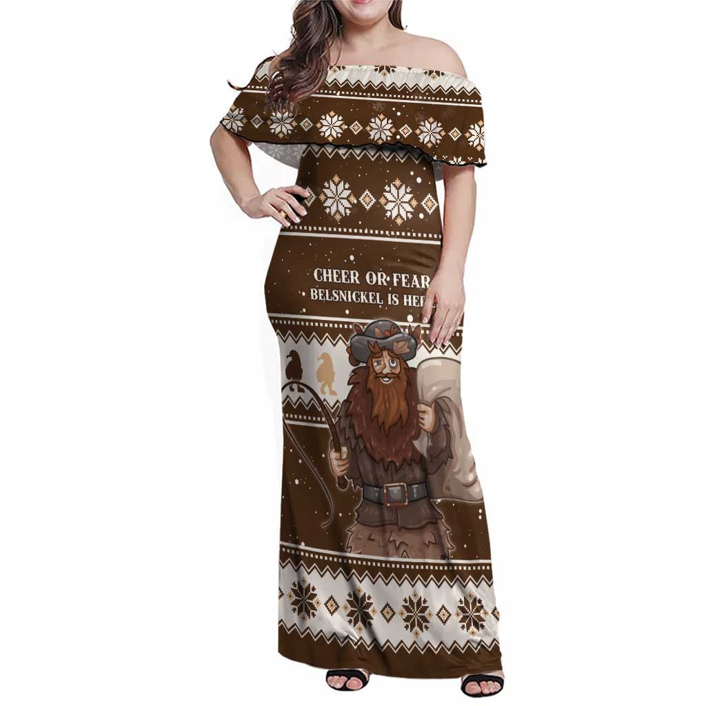 Funny Christmas Belsnickel Family Matching Off Shoulder Maxi Dress and Hawaiian Shirt Impish Or Admirable LT05 - Wonder Print Shop
