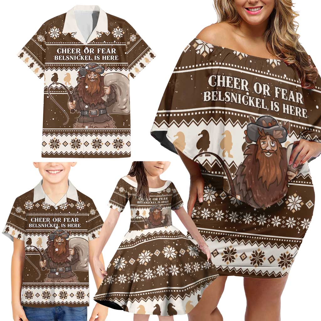 Funny Christmas Belsnickel Family Matching Off Shoulder Short Dress and Hawaiian Shirt Impish Or Admirable LT05 - Wonder Print Shop