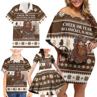 Funny Christmas Belsnickel Family Matching Off Shoulder Short Dress and Hawaiian Shirt Impish Or Admirable LT05 - Wonder Print Shop